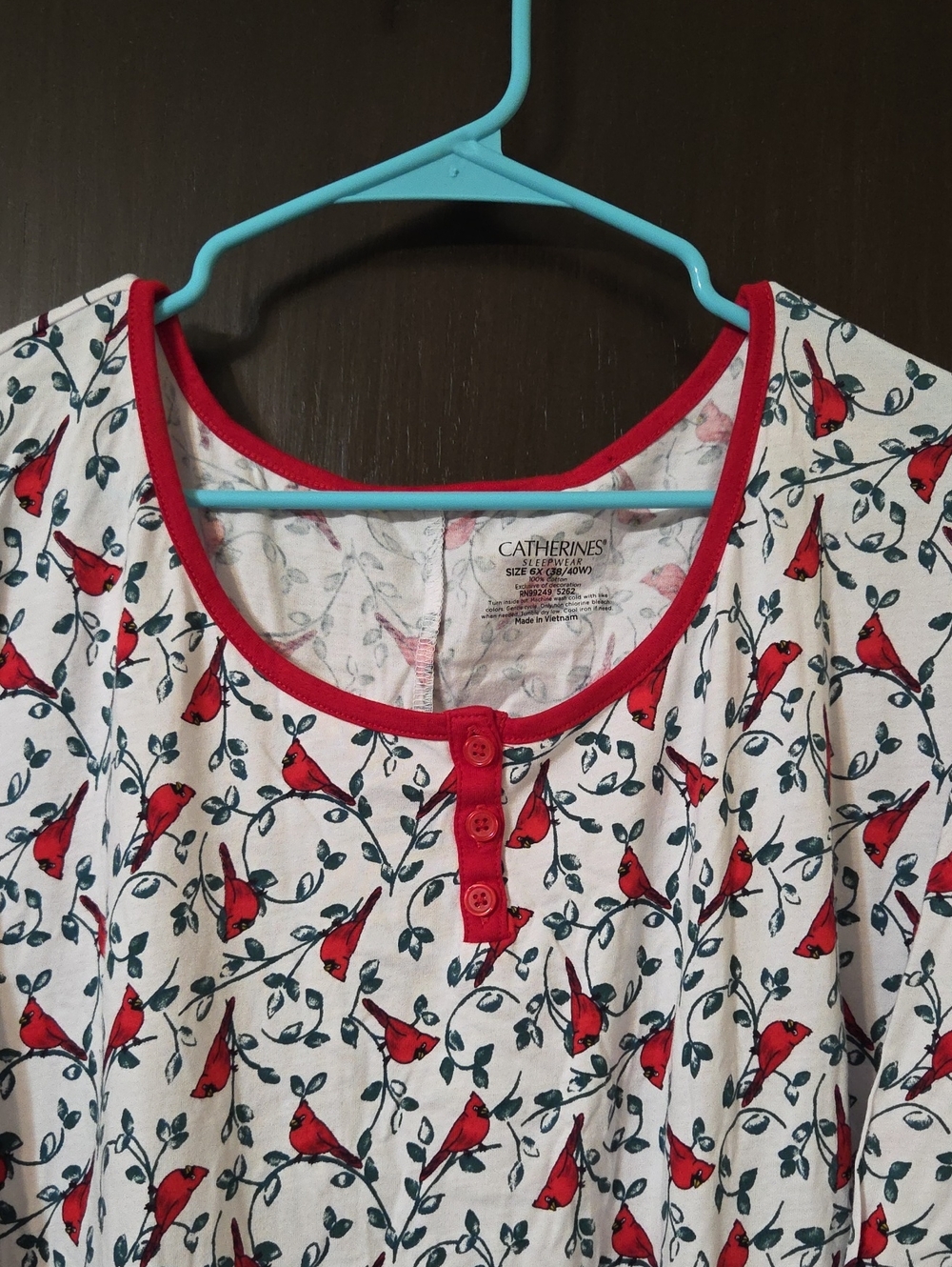 Catherine's nightgown with red birds 6X 38-40W NWT
